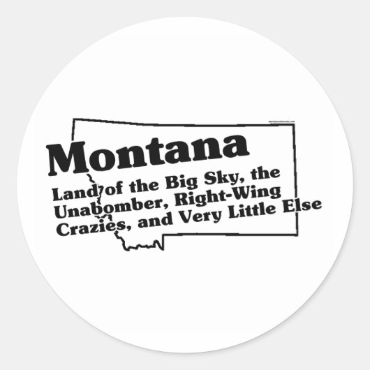 Montana State Slogan Ronde Sticker (Voorkant)