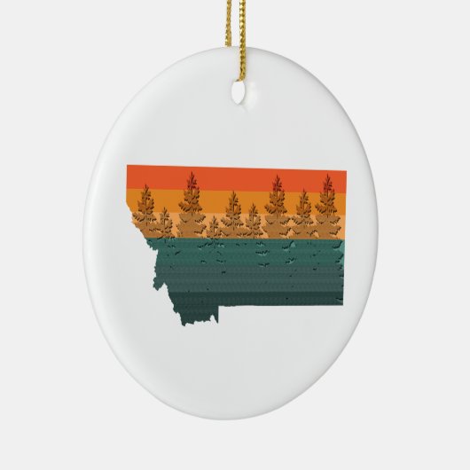 Montana State Tree Silhouette Keramisch Ornament (Rechts)