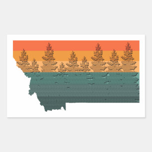 Montana State Tree Silhouette Rechthoekige Sticker