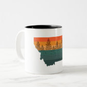 Montana State Tree Silhouette Tweekleurige Koffiemok (Voorkant links)