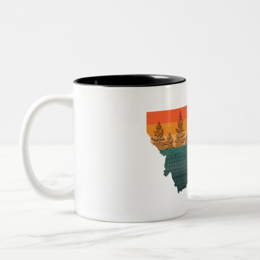 Montana State Tree Silhouette Tweekleurige Koffiemok (Links)