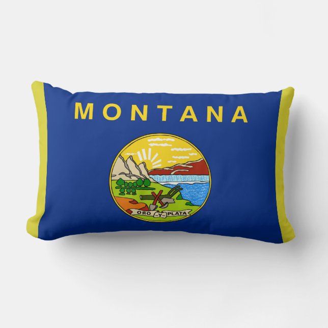 Montana State Vlag Print Patriottisch Kussen (Voorkant)
