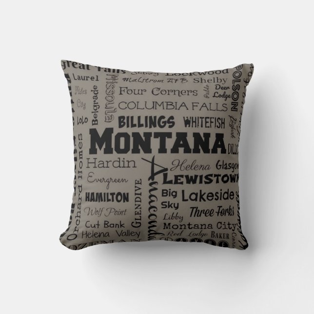 Montana Steden Typografie kussensloop in grijs Kussen (Voorkant)