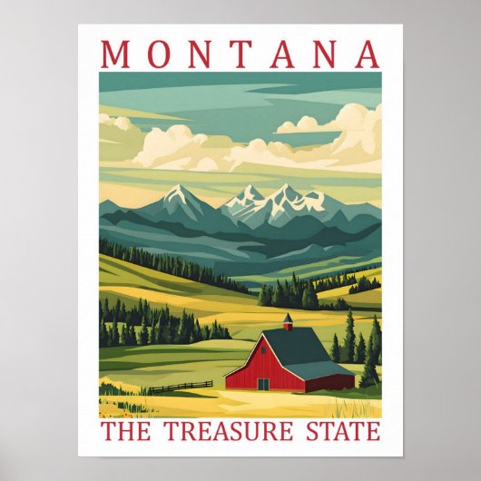 Montana the Treasure State USA Travel Place Poster (Voorkant)