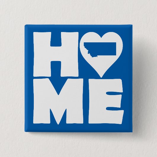 Montana Thuis Hart Staat Knop Speld Vierkante Button 5,1 Cm (Voorkant)