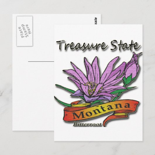 Montana Treasure State Bitterroot Briefkaart (Voorkant / Achterkant)