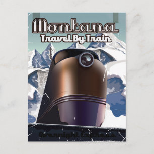 Montana trein vintage reisposter kunst. briefkaart