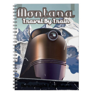 Montana trein vintage reisposter kunst. notitieboek