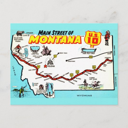 Montana US 10 Kaart Ansichtkaart (Voorkant)