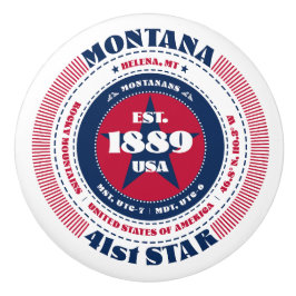Montana US State Rood Wit Blauw Typografie Keramische Knop