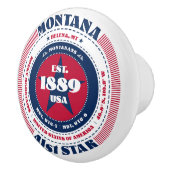 Montana US State Rood Wit Blauw Typografie Keramische Knop (Rechts)