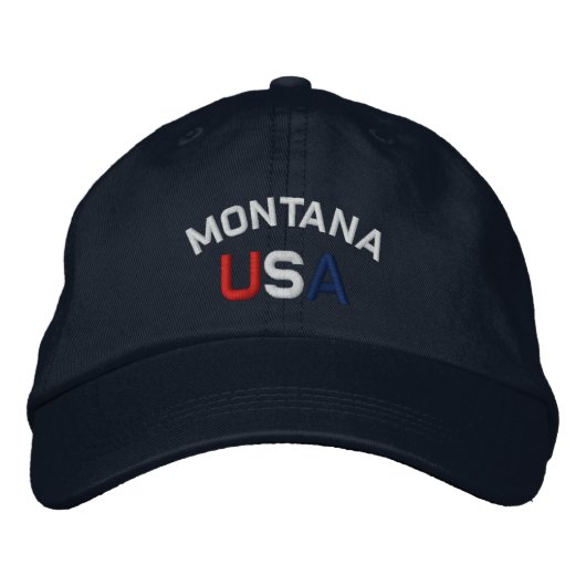 Montana USA geborduurd Navy Blue Pet (Voorkant)
