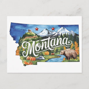 Montana USA Staat Vorm Vintage Waterverf Briefkaart