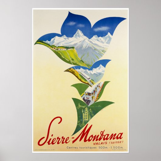 Montana,Valais,Zwitserland,Ski Poster (Voorkant)