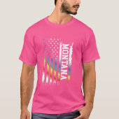 Montana Verenigde Staten Distressed Regenboog Amer T-shirt (Voorkant)