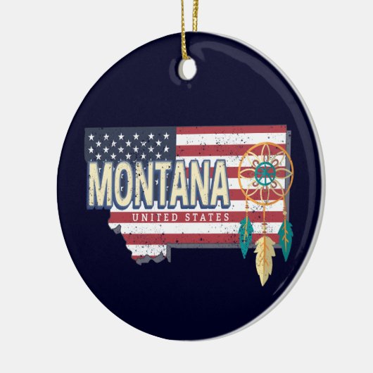 Montana Verenigde Staten Retro State Kaart Vereni Keramisch Ornament (Links)
