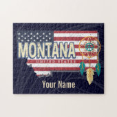 Montana Verenigde Staten Retro State Kaart  Vereni Legpuzzel (Horizontaal)