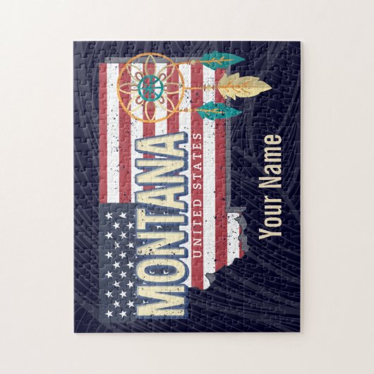 Montana Verenigde Staten Retro State Kaart  Vereni Legpuzzel (Verticaal)