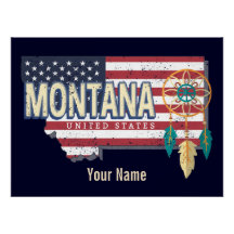 Montana Verenigde Staten Retro State Kaart  Vereni