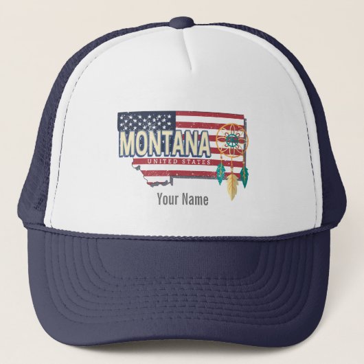 Montana Verenigde Staten Retro State Kaart  Vereni Trucker Pet (Voorkant)