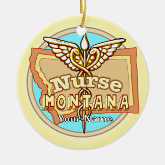 Montana Verpleegster Caduceus Keramisch Ornament