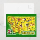 Montana Vintage Geïllustreerde Kaart Briefkaart (Voorkant / Achterkant)