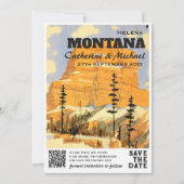 Montana Vintage Huwelijksreis QR Code Save The Date (Voorkant)