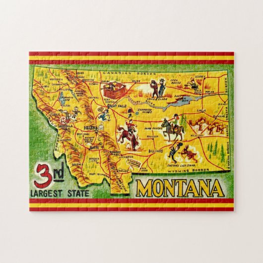 Montana Vintage Map 11x14 Legpuzzel (Horizontaal)
