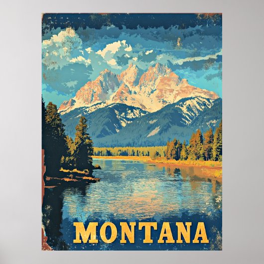 Montana Vintage Travel Poster (Voorkant)