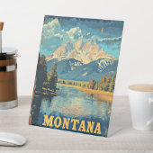 Montana Vintage Travel Poster Reclamebord Met Voetstuk (Insitu)