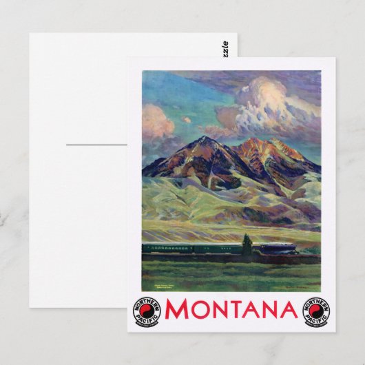 Montana Vintage Travel Poster teruggezet Briefkaart (Voorkant / Achterkant)