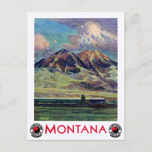 Montana Vintage Travel Poster teruggezet Briefkaart (Voorkant)