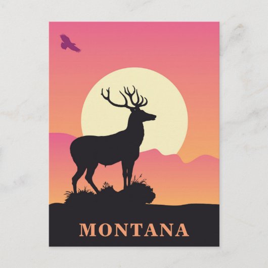 Montana Vintage Travel Sunset Briefkaart (Voorkant)