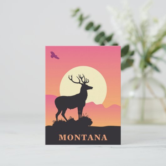 Montana Vintage Travel Sunset Briefkaart (Staand voorkant)