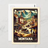 Montana | Vintage van patriottische spirit Briefkaart (Voorkant / Achterkant)