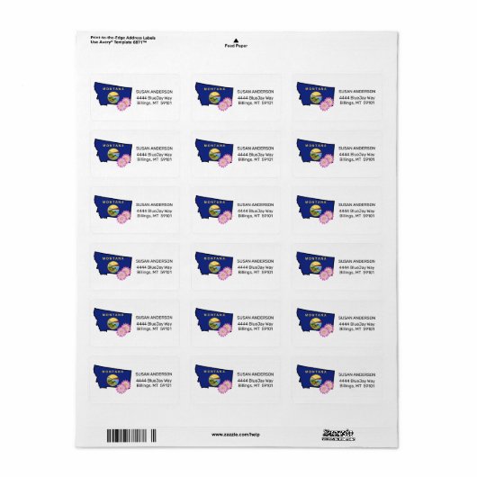 Montana-vlag met statenwerende bitterroot etiket (Full Sheet)