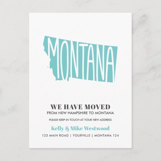 MONTANA We hebben New Address New Home verplaatst Briefkaart (Voorkant)