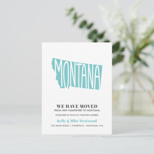 MONTANA We hebben New Address New Home verplaatst Briefkaart (Staand voorkant)