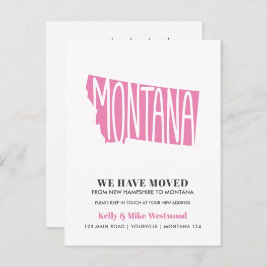 MONTANA We hebben New Address New Home verplaatst Briefkaart (Voorkant / Achterkant)