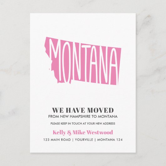 MONTANA We hebben New Address New Home verplaatst Briefkaart (Voorkant)