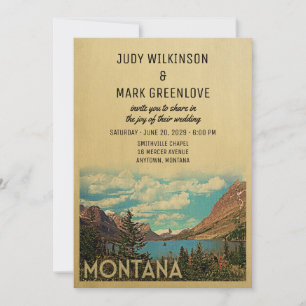Montana Wedding Invitation Glacier Lake Kaart