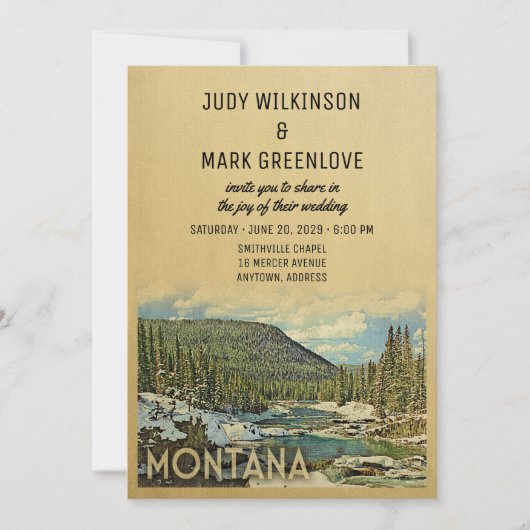 Montana Wedding Invitation  Natuur Kaart (Voorkant)