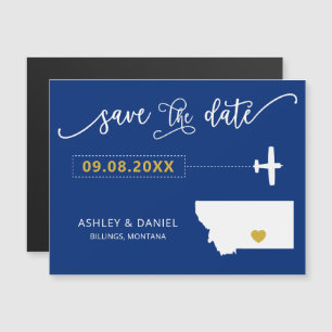 Montana Wedding Save the Date Card, Map Magnetische Uitnodiging