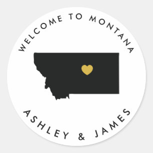 Montana Wedding Welcome Sticker Label Gold Black