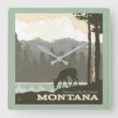 Montana | Welkom bij Big Sky Country Vierkante Klok (Voorkant)