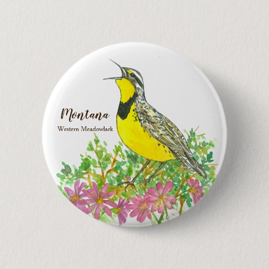 Montana Westerne Meadowlark State Bird Ronde Button 5,7 Cm (Voorkant)