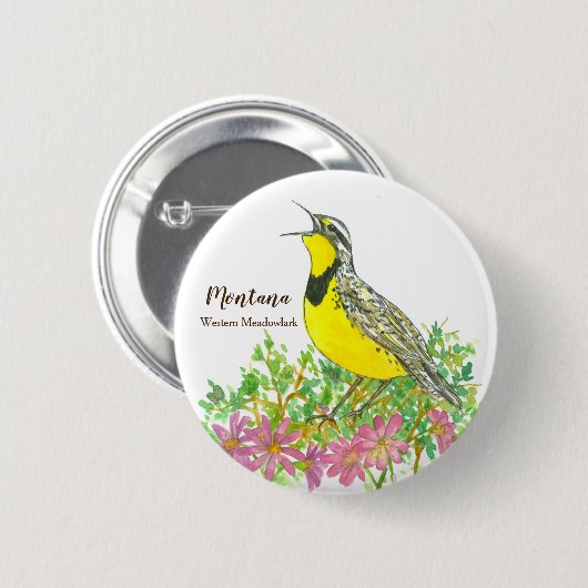 Montana Westerne Meadowlark State Bird Ronde Button 5,7 Cm (Voorkant /achterkant)