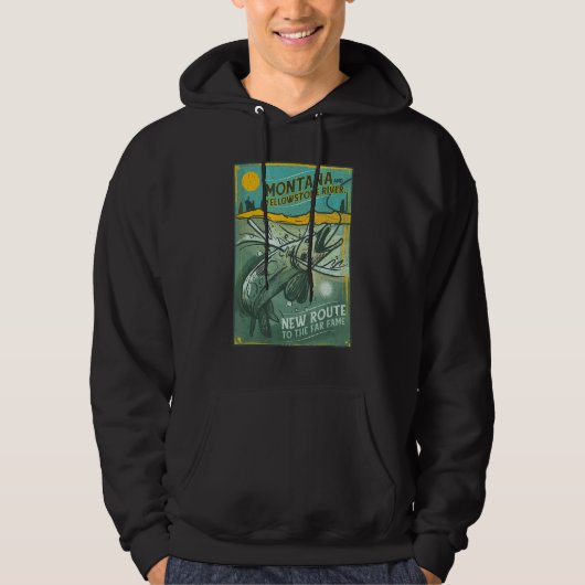 Montana Yellowstone Vist Cool Fun Retro Travel Hoodie (Voorkant)