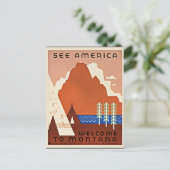 Montana, Zie Amerika, vintage reisillustratie Briefkaart (Staand voorkant)