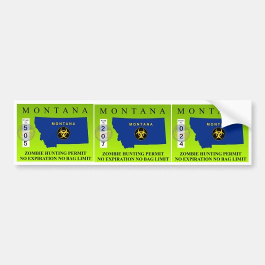 Montana Zombie Hunting Permit Bumpersticker (Voorkant)
